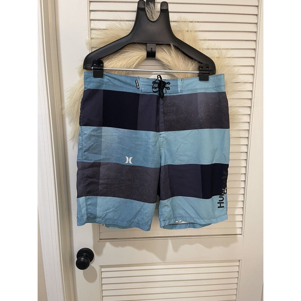 Hurley Swim Trunk Men's Size 36 Striped Blue And Orange #12-1406​​